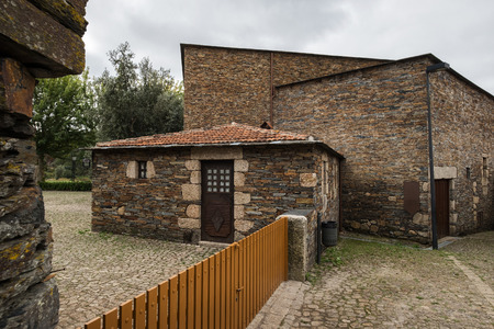 Penafiel, Portugal - September 29, 2019: Quintandona, a Portuguese village of singular architecture and its buildings in slate, granite and slate stone. Penafiel, Portugal.のeditorial素材