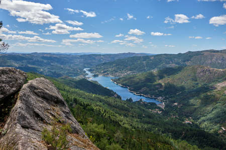 GerÃªs, Portugal - August 30, 2020: View of Cavado river and Peneda-Geres National Park, GerÃªs, Portugalの写真素材