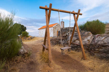 Mogadouro, Portugal - August 26, 2021 : SÃ£o CristÃ³vÃ£o swing, Braganca District, Portugalのeditorial素材