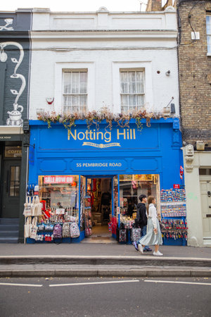 Front side of a souvenir store from Notting Hill, Londonのeditorial素材