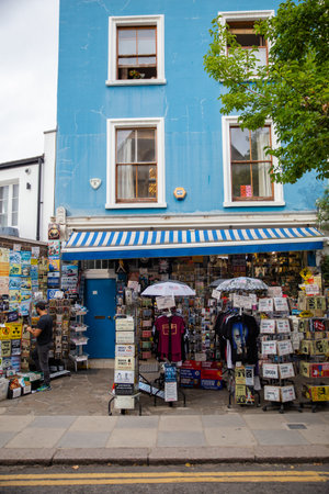 Colorful British music memorabilia shop in Notting Hillのeditorial素材