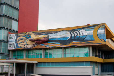 Mural on an administrative building from Mexican collegeのeditorial素材