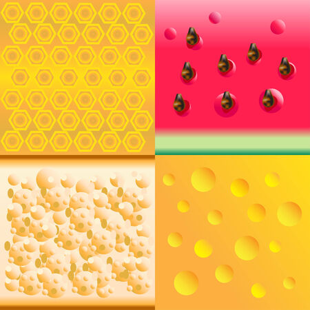 Honey, watermelon, bread, cheese backgroundのイラスト素材