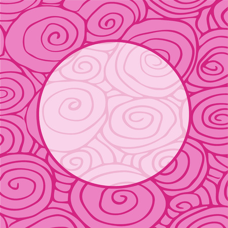 Wave hand-drawn pattern, waves frame circle abstract background curled patternのイラスト素材