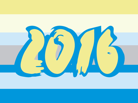 2016 New Year's hand drawn background stripedのイラスト素材
