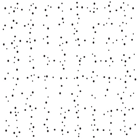 Seamless pattern with black small circles on white abstract background. Repeating abstract background with chaotic dots. Simple graphic design.のイラスト素材
