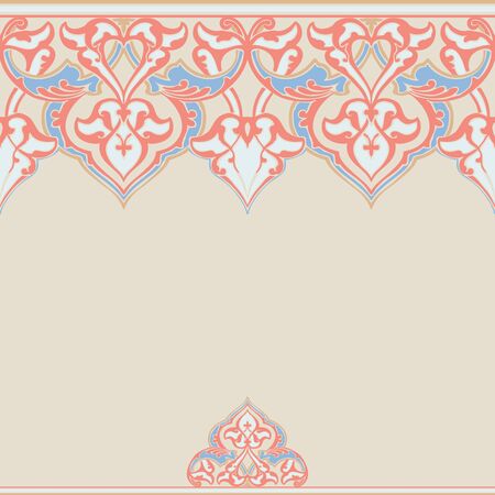Vector ornate seamless border in Eastern style. Outline element for design. Pastel vintage pattern for invitations, birthday and greeting cards, certificate. Traditional outline decor.のイラスト素材