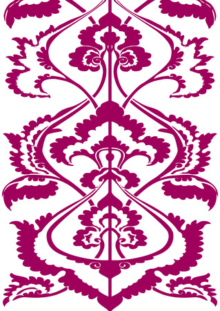 Ornamental border floral silhouette, vertical floral pattern isolated background, Oriental motif. Can be used for card, invitations, textile, for wallpaper, and design elementのイラスト素材