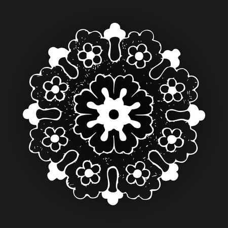 Vector round oriental flower vintage, circle background, lacy arabesque designs. Orient traditional ornament. Oriental motifのイラスト素材