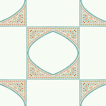 Geometric corner frame pattern ethnic tile colorful abstract background vectorのイラスト素材