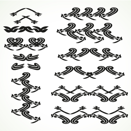 Vintage border curled set seamless vector illustrationのイラスト素材