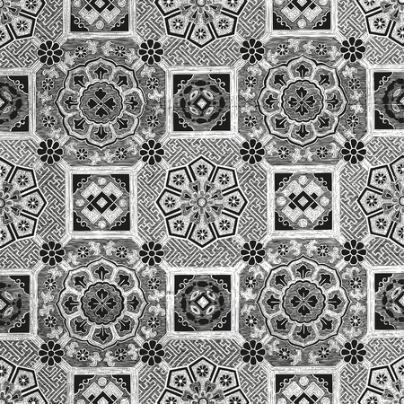 Abstract floral mosaic tile vintage ornament seamless