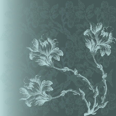 Greeting card vintage with Flowers border cornerのイラスト素材