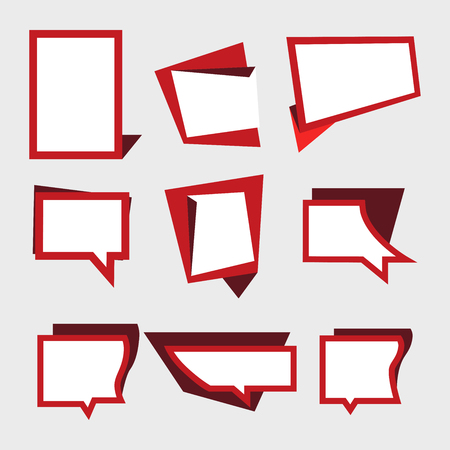 Vector set announcement banner, stickers and labels of business sale isolated of gray background. Red, white colors, colorful vintageのイラスト素材