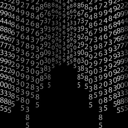 Binary code black and white background with digits on screen. Algorithm binary, data code, decryption and encoding, row matrix, vector illustration on black backgroundのイラスト素材