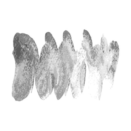 Silver brush paint stroke wave on white background. Splash spiral abstract background, frame vector illustration.のイラスト素材