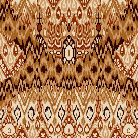 Patchwork ethnic bohemian arabesque pattern print. Seamless zigzag geometric ornament abstract background. Colorful tribal graphic ethnic bohemian print vintageのイラスト素材