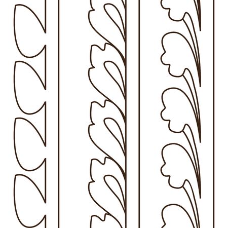 Vintage decorative set outline black floral pattern seamless vertical border vector illustration isolated on white backgroundのイラスト素材