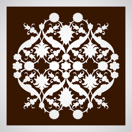 Laser cut floral arabesque ornament pattern vector. Template cutting wedding invitation, greeting card. Silhouette pattern printing, engraving, laser cutting paper, wood, metal, stencil manufacturingのイラスト素材