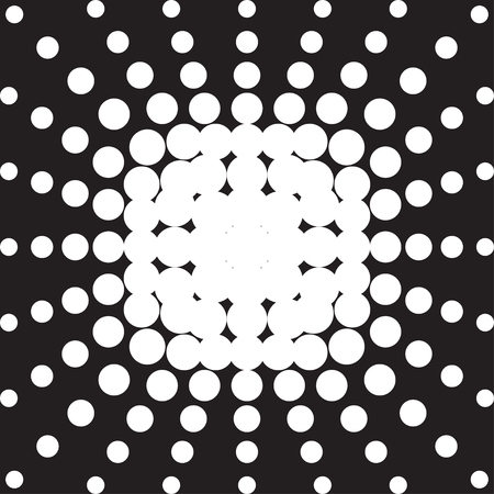 Halftone radial pattern background. Vector dots texture retro. Abstract dotted background concentric. Black and whiteのイラスト素材