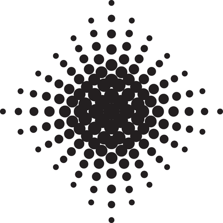 Halftone radial pattern background. Vector dots texture retro. Abstract dotted background concentric. Black and whiteのイラスト素材