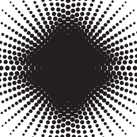 Halftone radial pattern background. Vector dots texture retro. Abstract dotted background concentric. Black and whiteのイラスト素材