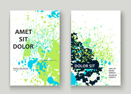 Neon blue white explosion paint splatter artistic cover design. Decorative dust splash gradient texture background. Trendy creative template vector Cover Report Catalog Brochure Flyer Product.のイラスト素材