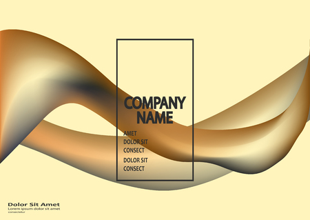 Fluid shapes isolated on gold background. Wavy liquid elements. Bright abstract backdrop concept. Trendy gradient waves design template vector Poster Layout Magazine Flyer Banner Brochure Product Coverのイラスト素材