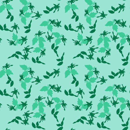 Drawing buds flowers roses. Beautiful floral seamless pattern print. Nature abstract background vector wallpaper. Line art botanical illustration graphic design. Trendy pastel green, mint colors paintのイラスト素材