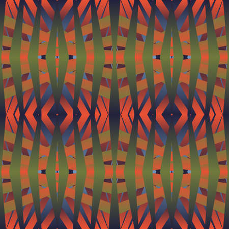 Geometric tile Floral patchwork seamless pattern vector illustration Gradient green blue red colors...