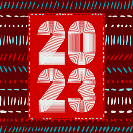 Abstract modern design cover for Christmas Happy New Year. 2023 number vector illustration background. Greeting card celebration banner poster magazine template symbol sign post social media layoutのイラスト素材