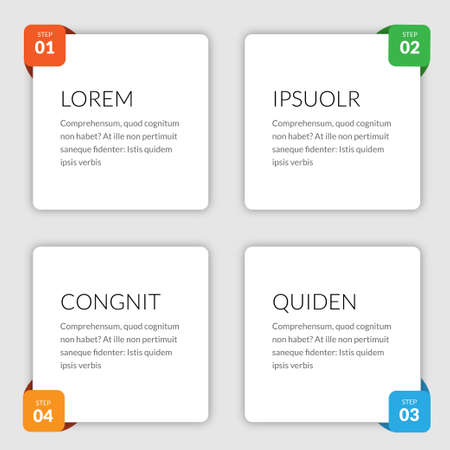 Editable vector infographic template of four step process chartのイラスト素材