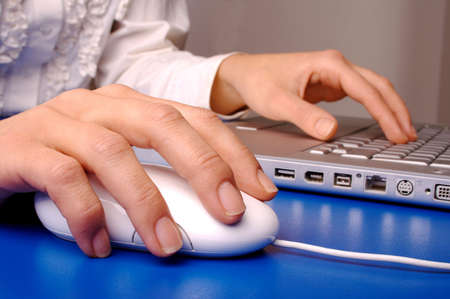 typing woman close-up
