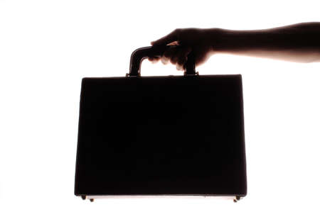 black business bag isolated on whiteの写真素材