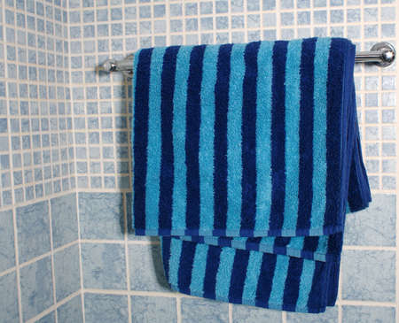 hanging towel in the bathroomの写真素材