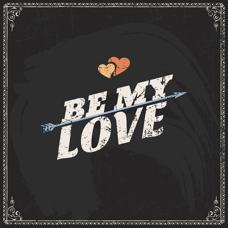 Happy Valentines Day Hand Drawing Vector Lettering design on blackboardのイラスト素材