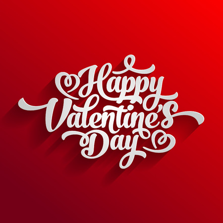 Happy Valentines Day Hand Drawing Vector Lettering design on redのイラスト素材