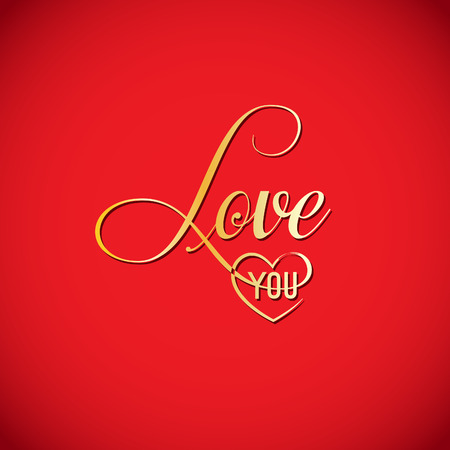 Happy Valentine's Day flat lettering design of Greeting Card on red backgroundのイラスト素材