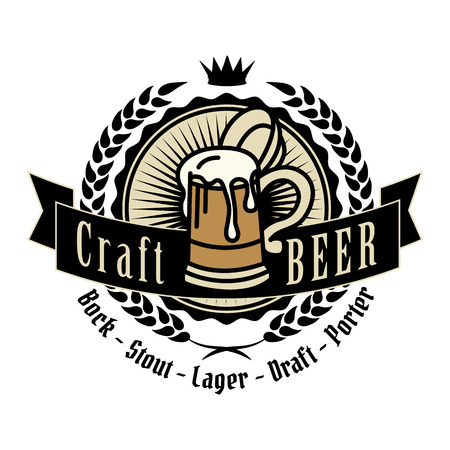 Retro styled label of beer, brewery craft pub logo templateのイラスト素材