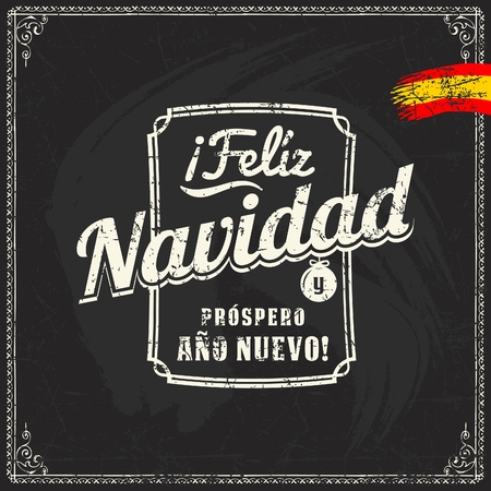 Spanish chalk lettering of christmas and new year sale discount offers and greetings on blackboardのイラスト素材