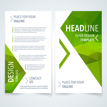 Vector modern flyer, poster or brochure design template with green triangle texture on white backgroundのイラスト素材