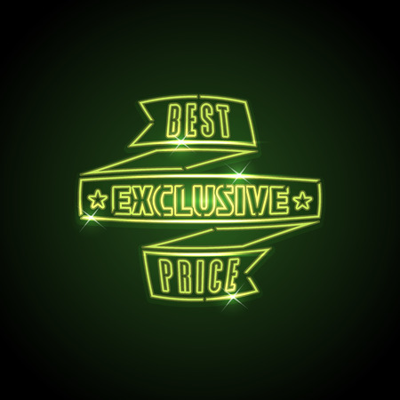 Green vector neon sale label template for shop businessのイラスト素材