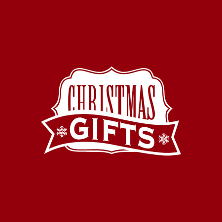 Christmas and new year sale simple label template on red backgroundのイラスト素材