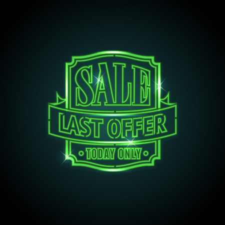 Green vector neon sale label template for shop businessのイラスト素材
