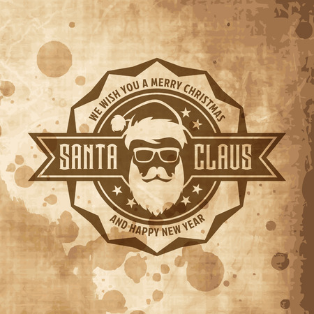 Vector hipster Santa Claus template for Christmas barbershop logoのイラスト素材