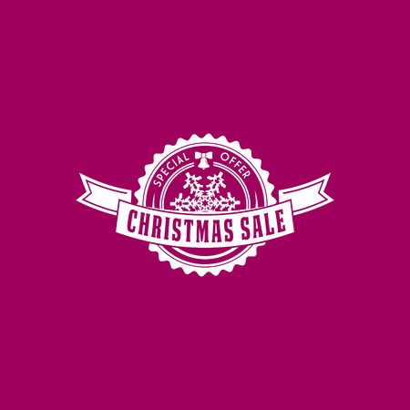 Christmas and new year sale simple label template on purple backgroundのイラスト素材