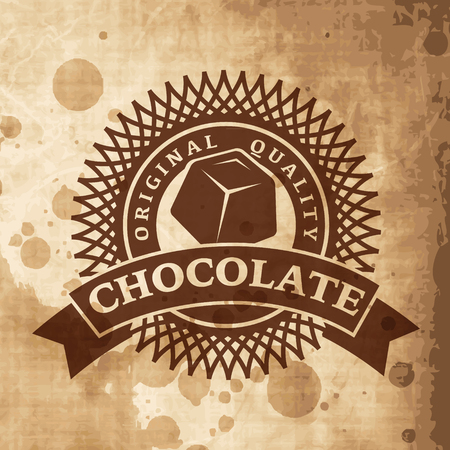 Craft chocolate label design elements on vintage old paperのイラスト素材