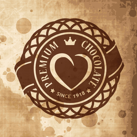 Craft chocolate label design elements on vintage old paperのイラスト素材
