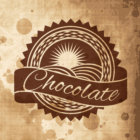 Craft chocolate label design elements on vintage old paperのイラスト素材