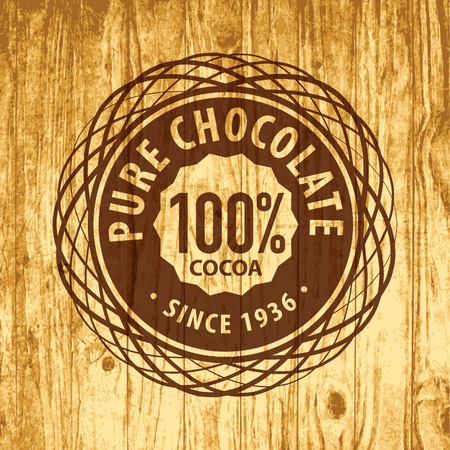 Craft chocolate label design on vintage wood textureのイラスト素材
